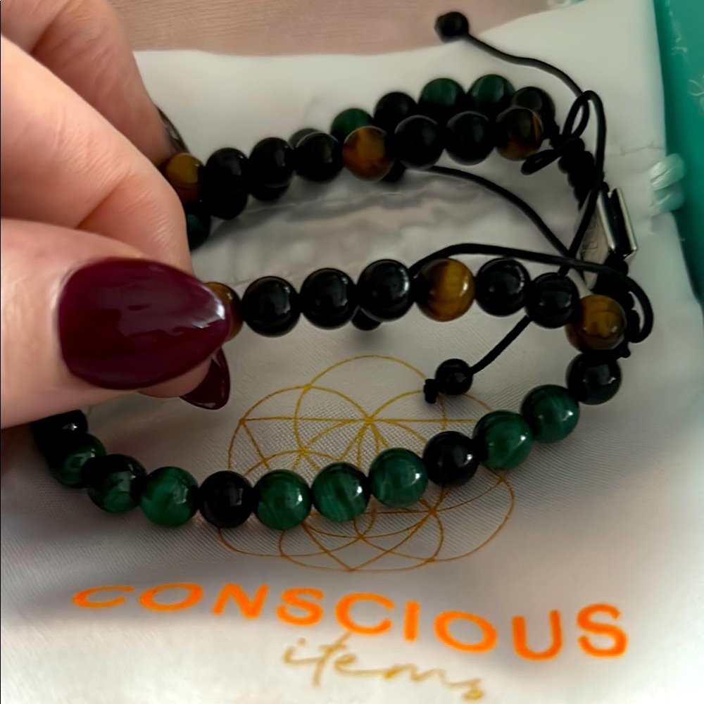 Colorful Beaded Bracelet Jewelry Set with tortoiseshell and Malachite